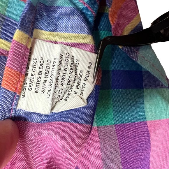 Vintage Single Needle Tailoring Shirt Mens Large Pink Plaid Button Front - Picture 6 of 11